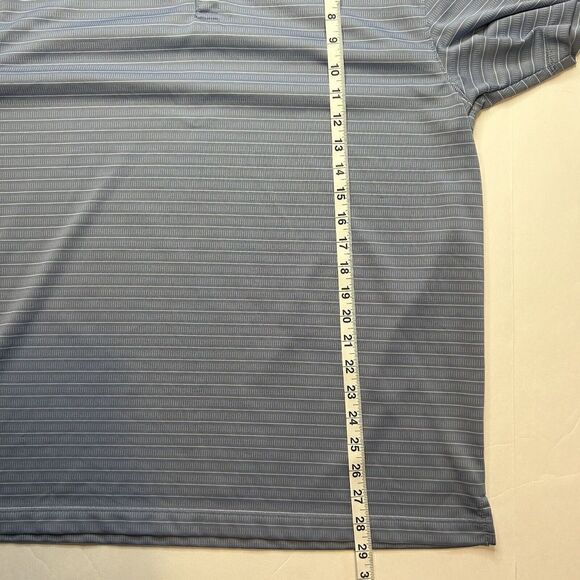 Van Heusen Men’s Large Short Sleeve Button Up Polo Shirt Light Blue Striped - Picture 5 of 5